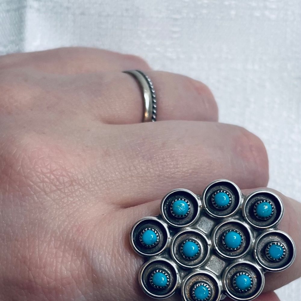 Zuni Silver and Turquoise Circles Ring